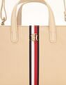 Tommy Hilfiger Solid Beige Nylon Handbag