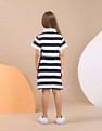 U.S. Polo Assn. Kids Girls Horizontal Striped Knitted Dress