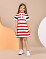 U.S. Polo Assn. Kids Girls Horizontal Striped Knitted Dress