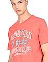 Aeropostale Men Coral Crew Neck Cotton Brand Print T-Shirt