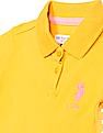 U.S. Polo Assn. Kids Girls Yellow Brand Tape Solid Polo Dress