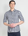 Arrow Sports Plaid Check Herringbone Shirt