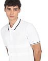 AD by Arvind Cotton Panelled Solid Polo Shirt