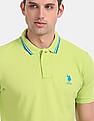 U.S. Polo Assn. Green Tipped Collar Pique Polo Shirt