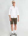 Flying Machine Solid Spread Collar Casual Shirt