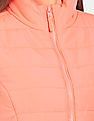 Aeropostale Women Coral High Neck Gilet Jacket
