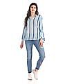 U.S. Polo Assn. Women Vertical Stripe V-Neck Top