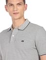 Arrow Sports Striped Collar Heathered Cotton Polo Shirt