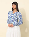 U.S. Polo Assn. Women Mandrin Collar Shirt With Aop