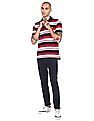 U.S. Polo Assn. Men Red and White Short Sleeve Striped Polo Shirt