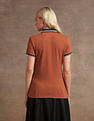 U.S. Polo Assn. Women Textured Knit Contrast Collar Polo Shirt