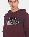 Aeropostale Men Burgandy Hooded Brand Printed Sweatshirt