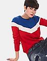 U.S. Polo Assn. Women Crew Neck Colour Block Sweater