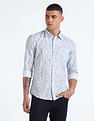 Flying Machine Abstract Print Dobby Shirt