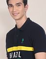 U.S. Polo Assn. Brazil Flag Embroidered Pique Polo Shirt