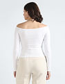 Tommy Hilfiger Slim Fit Ribbed Off Shoulder Top