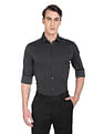 Calvin Klein Men Black Geometric Pattern Slim Fit Pure Cotton Formal Shirt