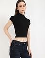 Calvin Klein Jeans Slim-Fit Viscose Mock Neck Crop Top