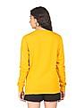 Aeropostale Women Mustard Crew Neck Brand Print Sweatshirt