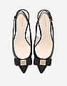 Cole Haan Black Bow Accent Slingback Leather Kitten Heels