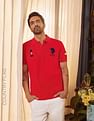 U.S. Polo Assn. Spain Flag Appliqued Pique Polo Shirt