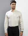 Tommy Hilfiger Men Beige Flex Satin Vertical Stripe Formal Shirt
