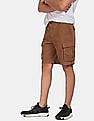 Aeropostale Men Brown Mid Rise Check Cargo Shorts