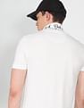 U.S. Polo Assn. Denim Co. Men Off White Brand Print Pique Polo Shirt