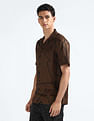 Flying Machine Cuban Collar Printed Holiday Shirt